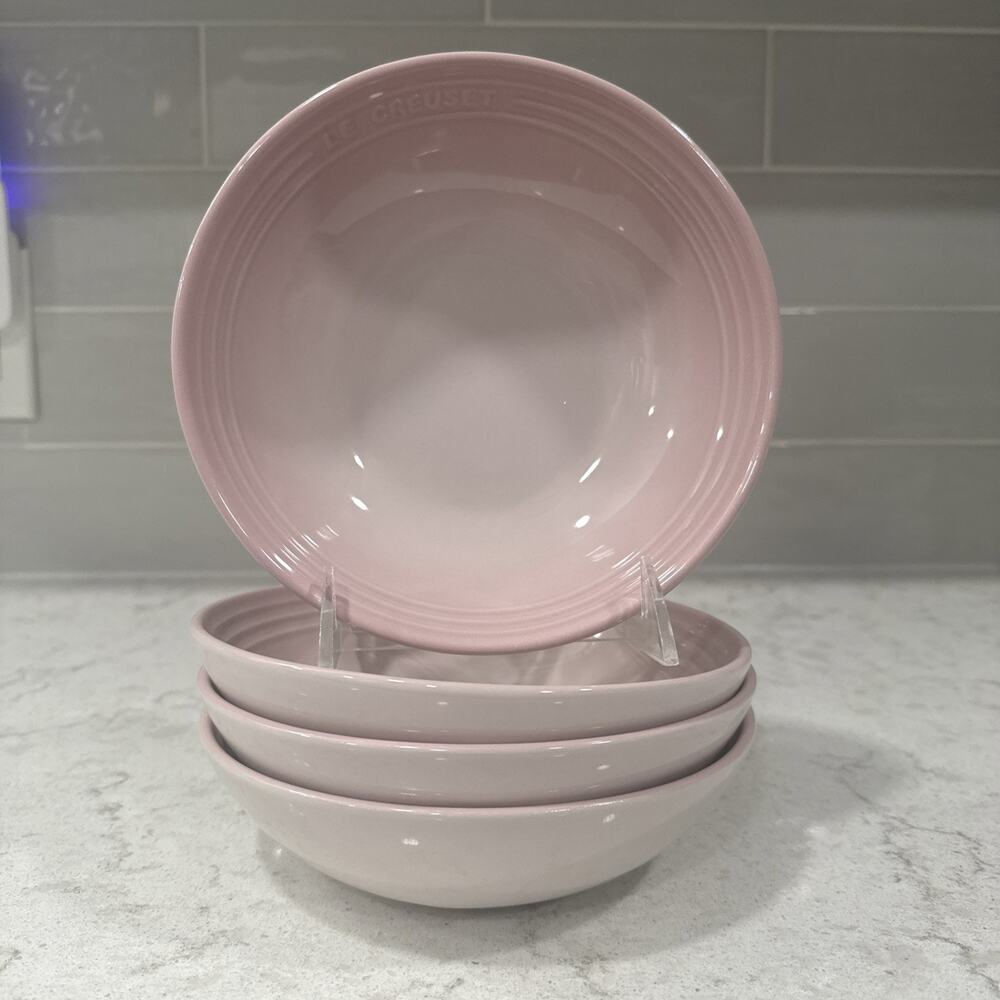 Set 4 Le Creuset SHELL PINK Stoneware 7" Cereal Bowls 650ml / 22oz Retired Color